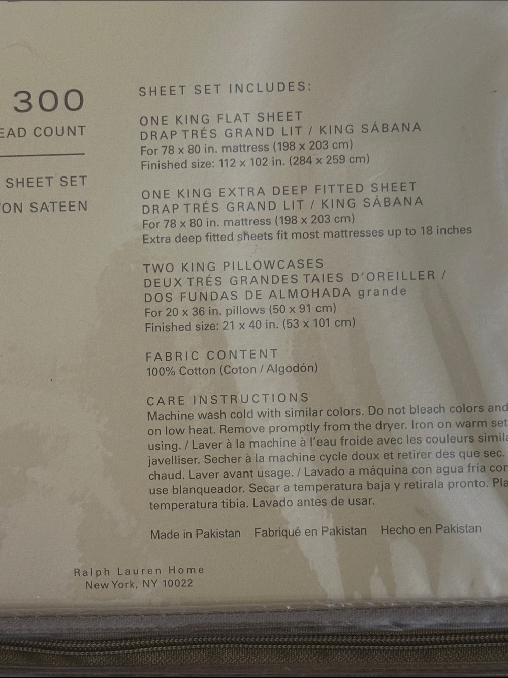 NWT RLL Monogram King Sheet Set in Light Blue - Picture 3 of 4